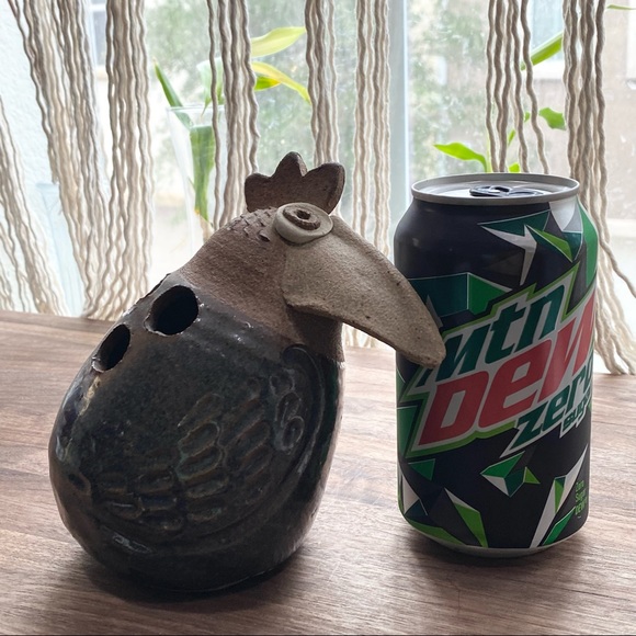 Unique Clay Pottery Bird Sculpture Figurine Toothbrush Holder - Picture 2 of 12